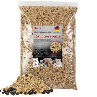 2,5kg Räucherspäne Buche mit Wacholder fein 0,75-2mm Kalt-/Heißräuchern Fisch Fleisch