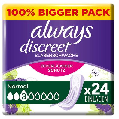 Hygieneeinlagen Blasenschwäche Discreet Normal Big Pack 24 Stück