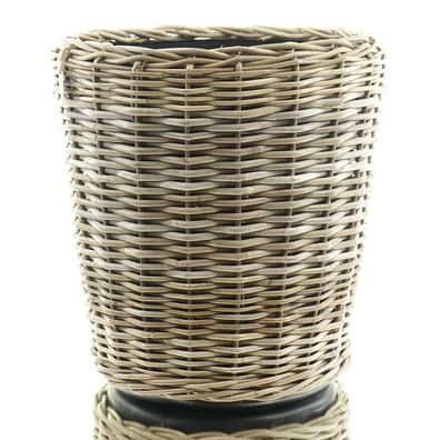 VAN DER LEEDEN DRYPOT® Rattan Pflanzkübel Grau Ø 45 cm - Sylter Körbe