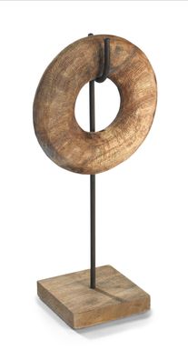 Skulptur Kreis Unendlichkeit Donut klein 40x20x13cm Holzdeko Modern Wohnzimmer