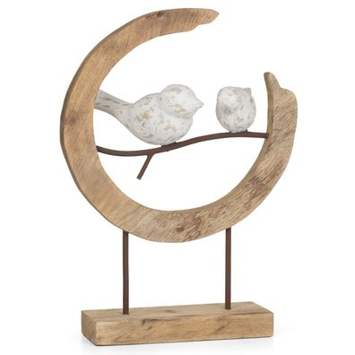 Skulptur Loving Birds Vögel Liebe Holzdeko Modern Wohnzimmer