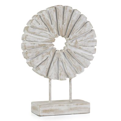 Skulptur Kreis Runenstein 9x25x37cm Holzdeko Modern Wohnzimmer