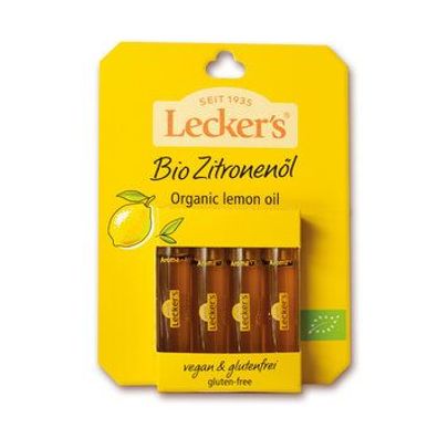 Lecker´s 3x Bio Zitronenöl, 100% naturreines Aroma 4x2ml