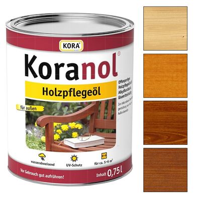 KORA Koranol Holzpflegeöl 0.75 LTR Holzöl Holzschutzöl Gartenmöbelöl Farbwahl