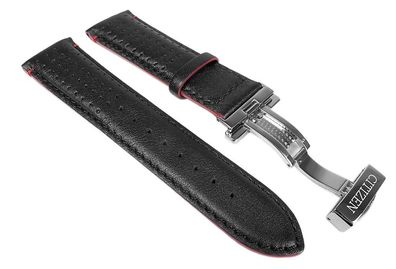 Citizen Uhrenarmband 23mm | Leder schwarz/Rot AT9036-08E AT9036