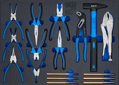 Werkstattwageneinlage 3/3: Hammer-, Zangen-, Splintentreiber-Satz | 17-tlg. BGS