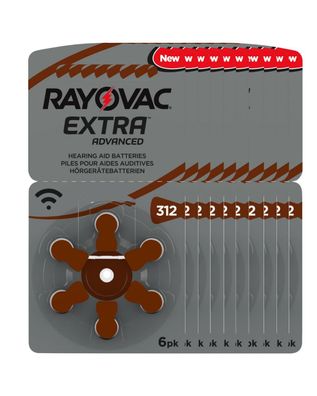 60x Rayovac Hörgerätebatterie 312 Zinc Air Extra Advanced 10x 6 Blister