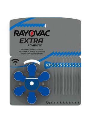 60x Rayovac Hörgerätebatterie Zinc Air, 675, 1.4V Extra Advanced 10x 6 Blister