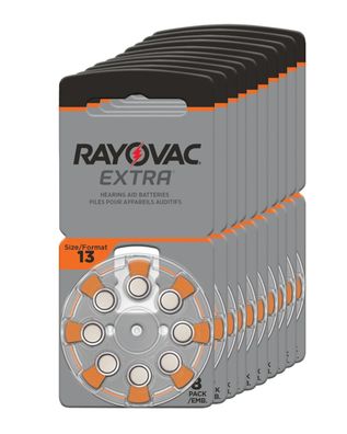 80x Rayovac HA13 PR48 Hörgeräte Batterien Extra Advanced (10x 8 Blister)