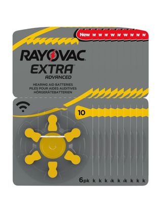 60x Rayovac Hörgerätebatterie Zinc Air, 10, 1.4V Extra Advanced 10x 6 Blister