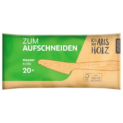 Vivess Holzmesser 20 StückVivess Holzmesser Messer Einwegbesteck Besteck 20Stück 18cm