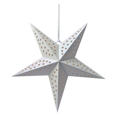Clayre & Eef Hängender Stern 60x22x60 cm Weiß Papier (Gr. 60x22x60 cm)