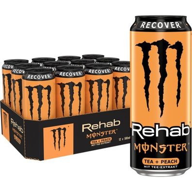 Monster Energy "Rehab" Tea + Peach + Energie 12x0.50L Ds., Einweg-Pfand