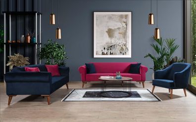 Set Sofagarnitur 3 + 3 + 1 Sitz Design Sofa Polster Couchen Couch Modern 3 tlg