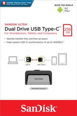 SanDisk USB 3.1 OTG Stick 256GB, Ultra Dual Drive