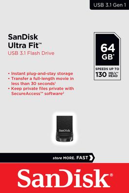 SanDisk USB 3.1 Stick 64GB, Ultra Fit