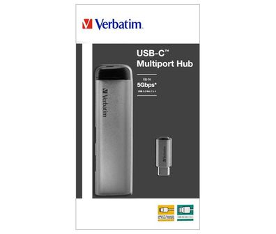 Hub, USB 3.1-C, Multiport 4x USB 3.2 Gen.1, silber