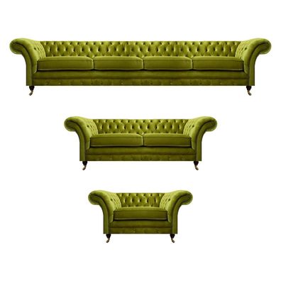 Olivengrüne Chesterfield Sofas Moderne Sitzgarnitur Lehnsessel 2-Sitzer