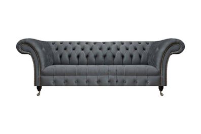 Graues Chesterfield Polstersofa Wohnzimmer Designer Sitzmöbel Couchen