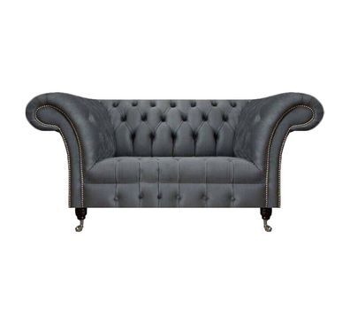 Wohnzimmer Grauer Chesterfield 2-Sitzer Designer Polstermöbel Zweisitzer