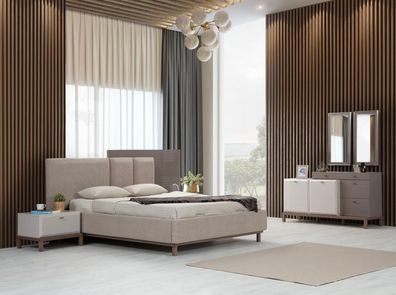Exklusive Schlafzimmer Möbel Designer Polster Doppelbett Kosmetiktisch