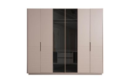 Designer Beiger Glasschrank Moderne Schlafzimmer Holz Möbel Schrank