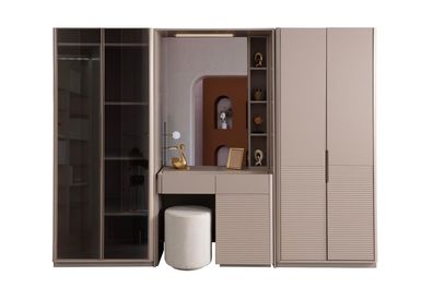 Exklusiver Beiger Kleiderschrank Designer Holzschrank Schlafzimmer Möbel