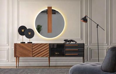 Braun-Schwarze Luxus Anrichte Designer 3x Schubladen Kommode Holz Möbel