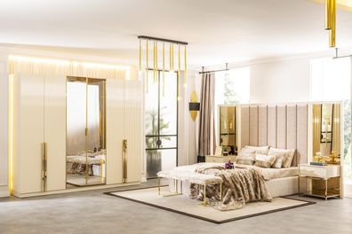 Helles Schlafzimmer Bett Nachttisch Kleiderschrank Schrank Möbel 5tlg