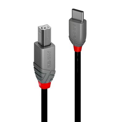 Lindy 36940 Lindy 0.5m USB 2.0 Typ C an B Kabel, Anthra Line