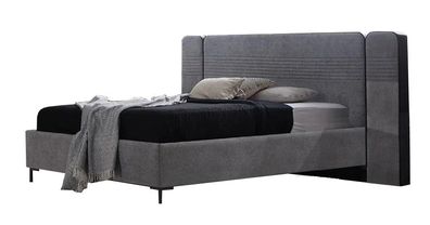 Stilvolles Graues Schlafzimmer Bett Designer Doppelbett Textil Möbel Neu