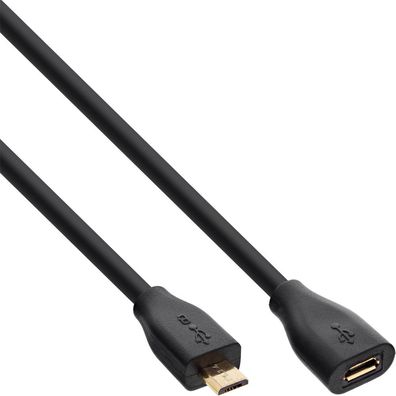 InLine® 32750P Micro-USB Verlängerung, USB 2.0 Micro-B Stecker auf Buchse, schwarz