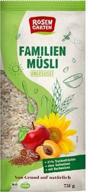 Rosengarten 6x Familien-Müsli ungesüßt 750g