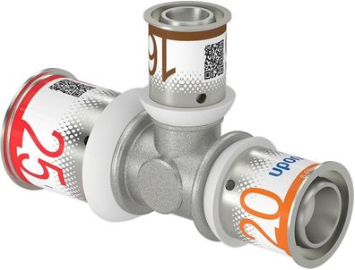 Uponor T-Stück S-Press PLUS reduziert aus Messing, verzinnt 25x16x20mm