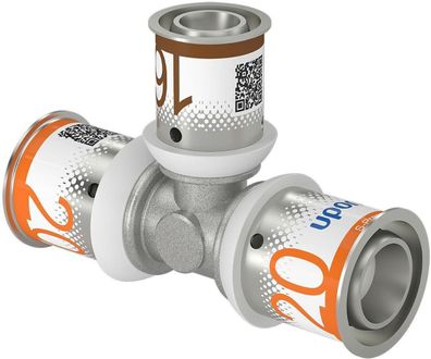 Uponor T-Stück S-Press PLUS reduziert aus Messing, verzinnt 20x16x20mm