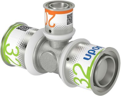 Uponor T-Stück S-Press PLUS reduziert aus Messing, verzinnt 32x20x32mm