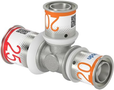 Uponor T-Stück S-Press PLUS reduziert aus Messing, verzinnt 25x20x20mm