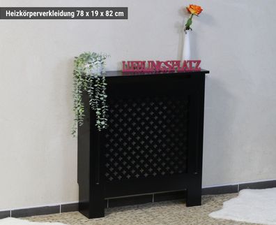 Heizungsverkleidung Heizkörperabdeckung Abdeckung Cover Schrank Holz MDF schwarz