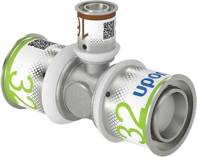 Uponor T-Stück S-Press PLUS reduziert aus Messing, verzinnt 32x16x32mm