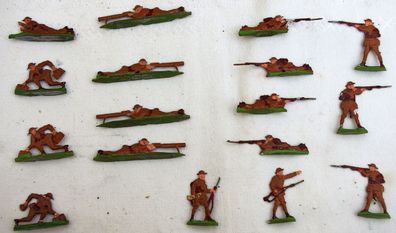 17 Zinnfiguren Englische leichte Maschinen-Gewehr-Abteilung im Feuer