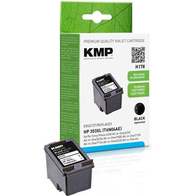 KMP 1763,4001 H178 Tintenpatrone schwarz kompatibel mit HP T6N04AE 303 XL