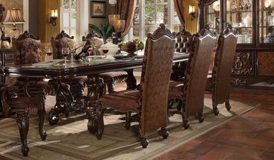 Set 8x Sessel Stuhl Design Holz Polster Stühle Esszimmer Garnitur Gruppe Barock