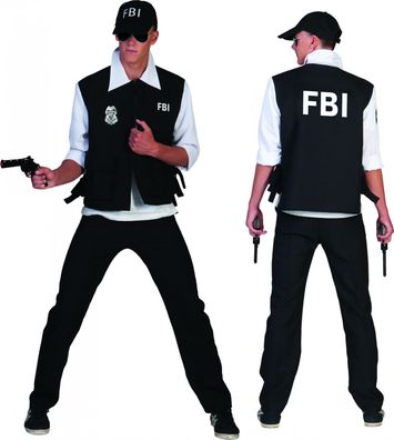 Kostüm FBI Agent Herren mit Kappe Uniform Police Polizist Karneval Fasching