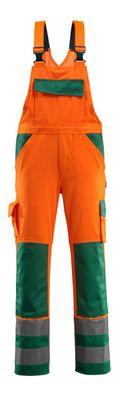 Latzhose mit Knietaschen Mascotâ® Barras, Hi-vis Orange/Grén, Gr. 82C46, 07169-860-14