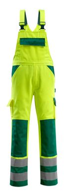 Latzhose mit Knietaschen Mascotâ® Barras, Hi-vis Gelb/Grén, Gr. 82C46, 07169-470-1703