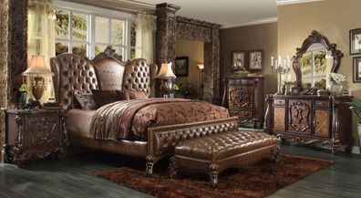 Bett Nachttisch 3tlg. Schlafzimmer Set Chesrterfield Luxus Schlafzimmer Barock