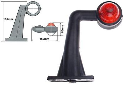 Begrenzungsleuchte/Umrissleuchte rot/weiß für seitlichen Anbau