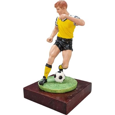 Fußball Fußballspieler mit Ball Fußballer gelb-schwarz 18cm (Gr. 18x9x9cm)