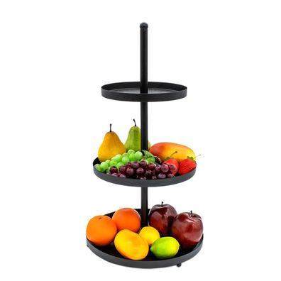 Metall Servier Ständer 3 Etagen schwarz - 56 x 30 cm - Snack Obst Kuchen Etagere