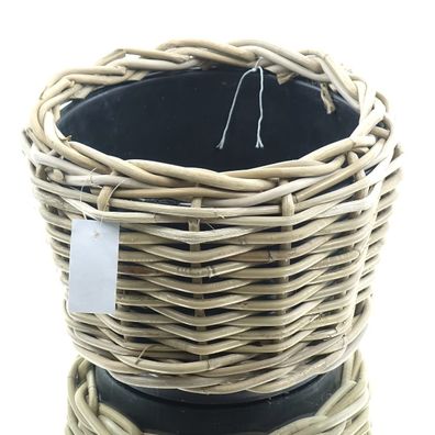 VAN DER LEEDEN DRYPOT® Rattan Pflanzkübel Grau Ø 25 cm - Sylter Körbe